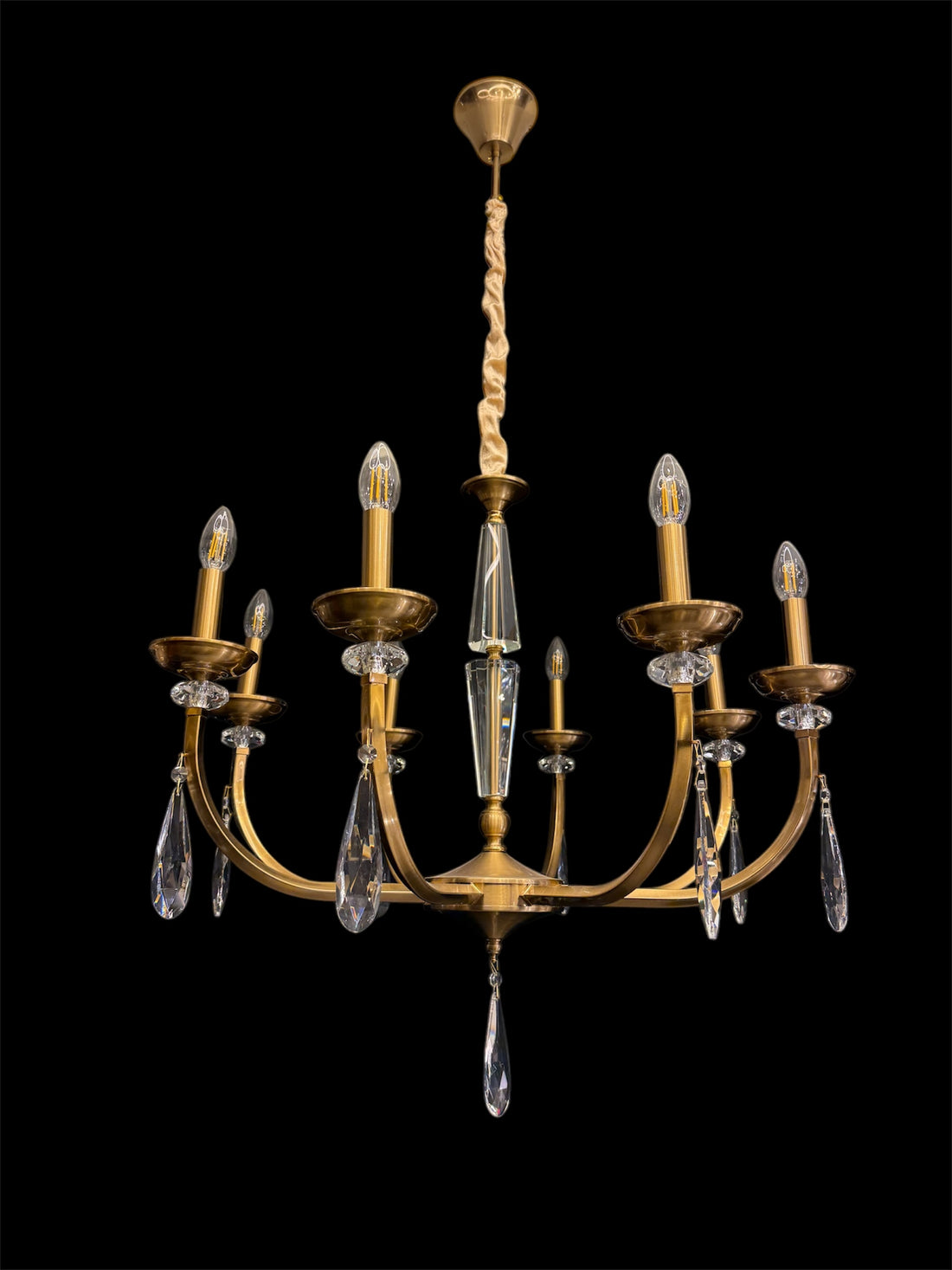 6314-8 Golden Brass Finish Metal Italian Chandelier