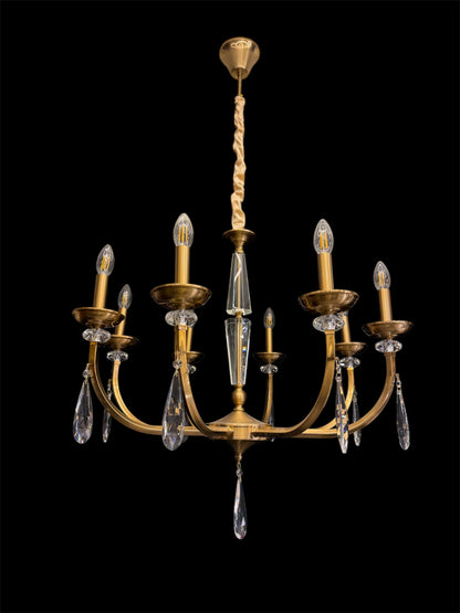 6314-8 Golden Brass Finish Metal Italian Chandelier