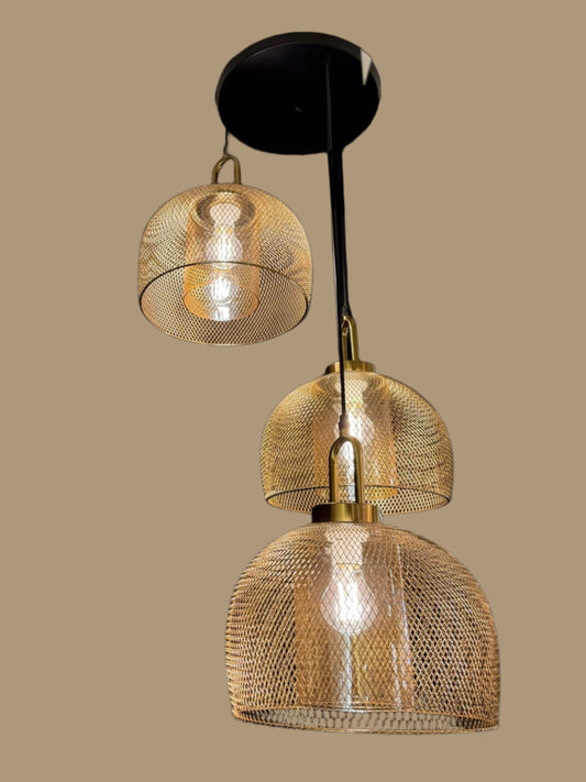 6205-3L Golden Mesh Hanging Light