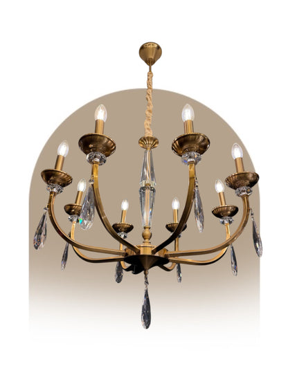 6314-8 Golden Brass Finish Metal Italian Chandelier