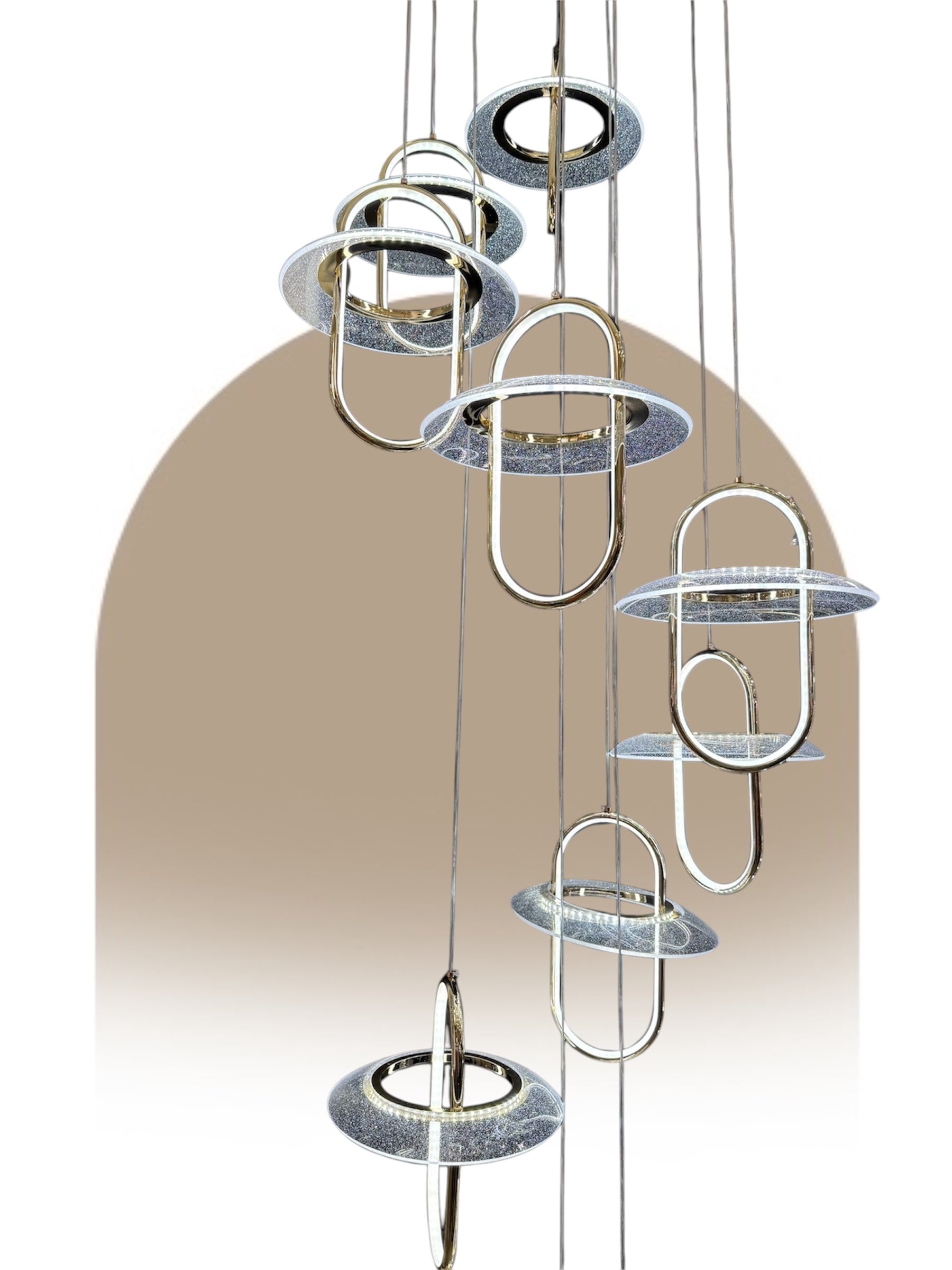 1108-10 LED Acrylic Double Height Chandelier