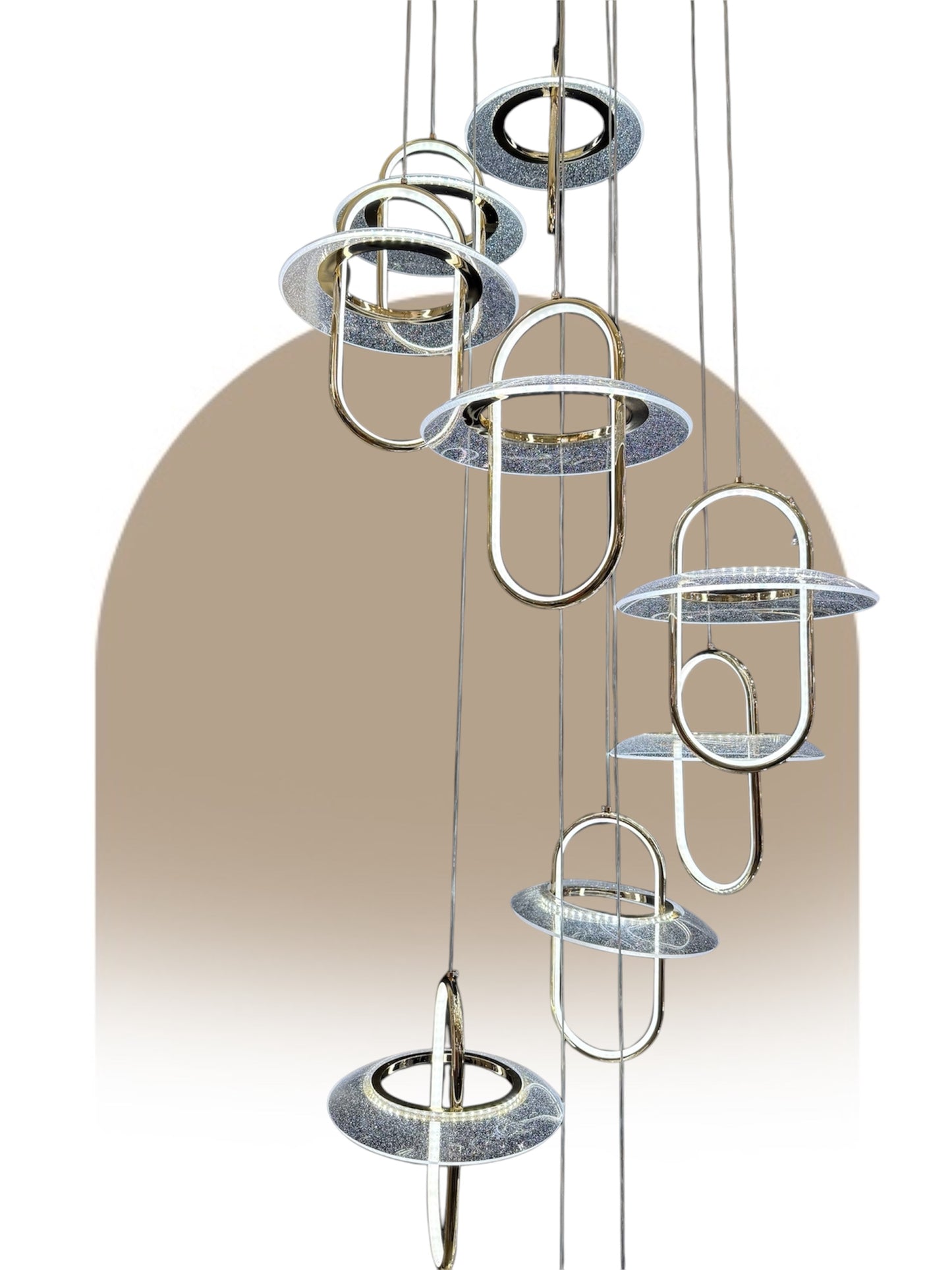1108-10 LED Acrylic Double Height Chandelier