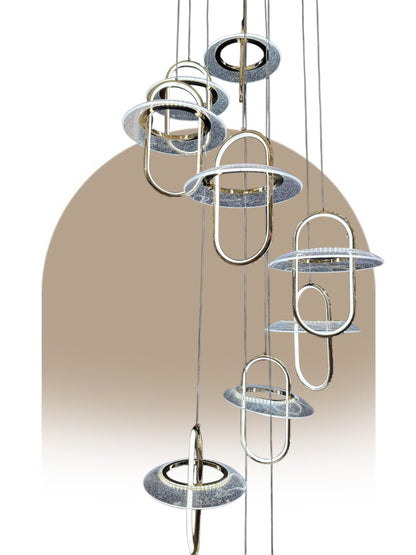 1108-10 LED Acrylic Double Height Chandelier