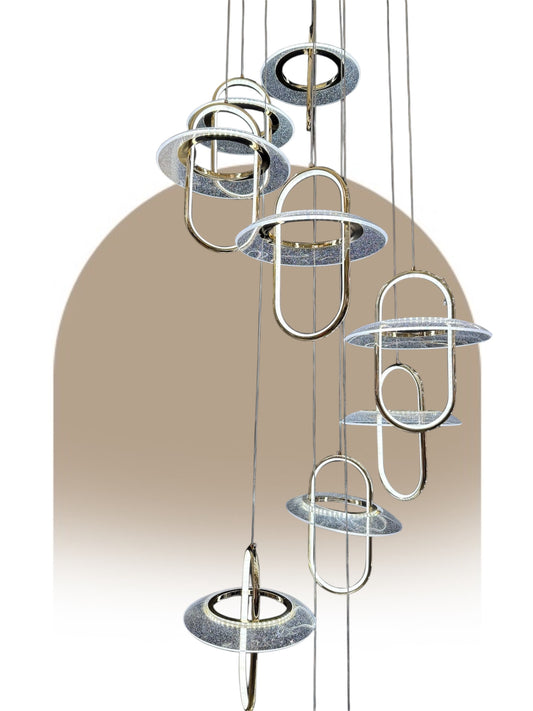 1108-10 LED Acrylic Double Height Chandelier