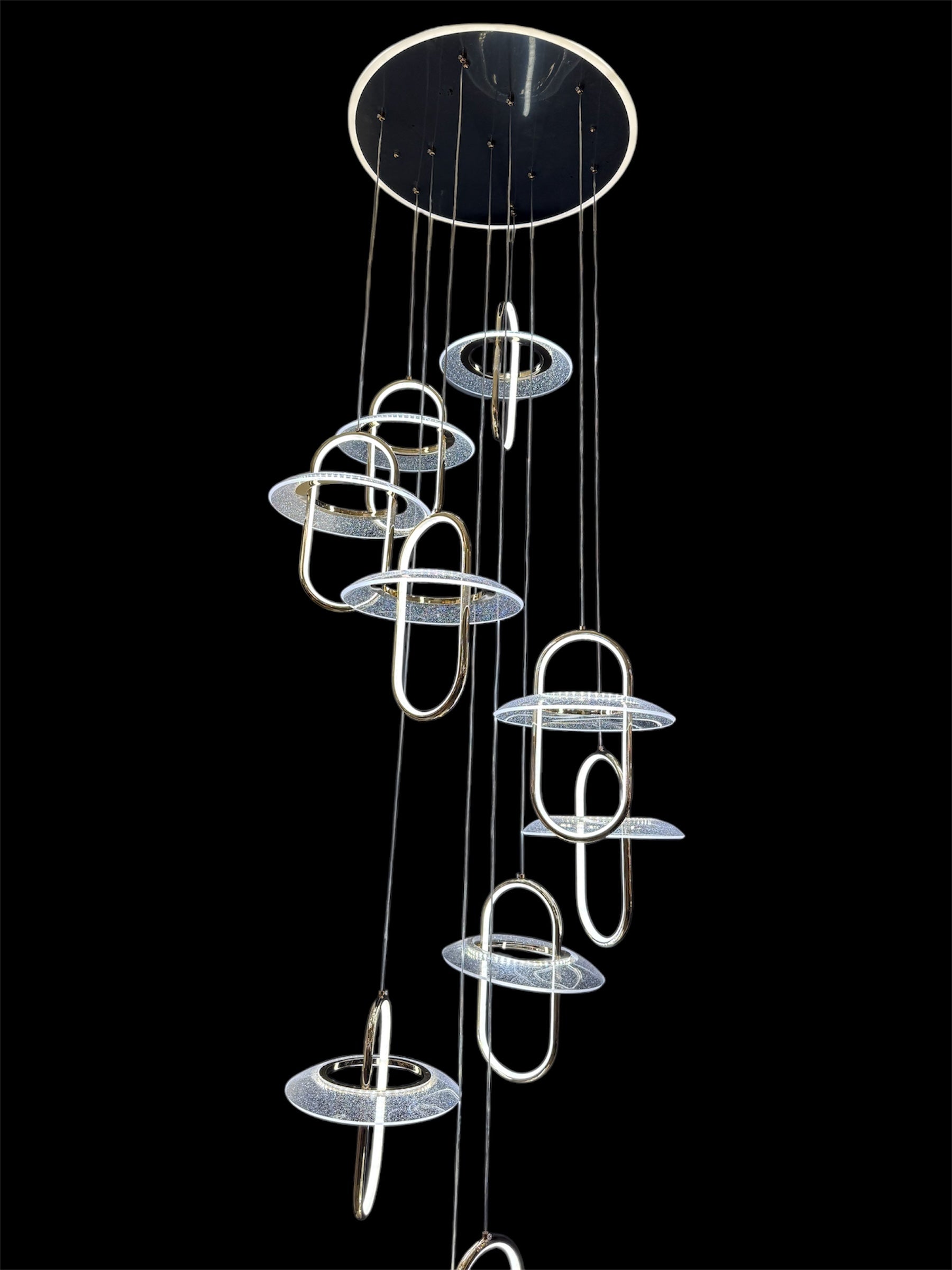1108-10 LED Acrylic Double Height Chandelier